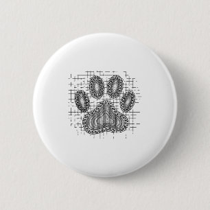 Tribal Dog Paw Print On Distressed Background 6 Cm Round Badge