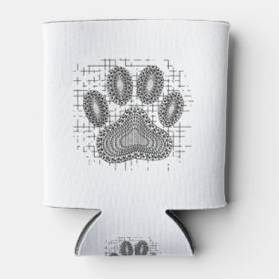 Tribal Dog Paw Print On Distressed Background Can Cooler