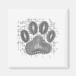 Tribal Dog Paw Print On Distressed Background Magnet