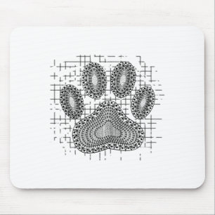 Tribal Dog Paw Print On Distressed Background Mouse Mat