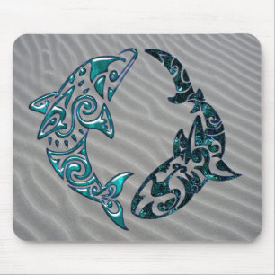 Tribal Dolphin and Shark Tattoo Mouse Mat