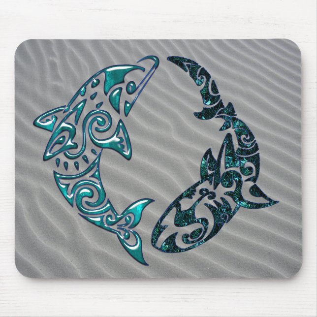 Tribal Dolphin and Shark Tattoo Mouse Mat (Front)