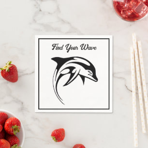 Tribal Dolphin Design Stylised Geometric Ocean Art Napkin