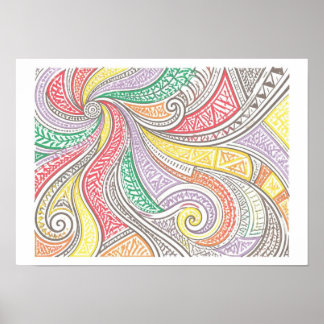 Tribal doodle art poster