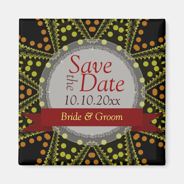 Tribal Dots Art Save the Date Magnet (Front)