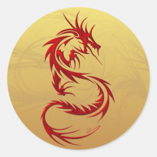 Tribal Dragon Classic Round Sticker