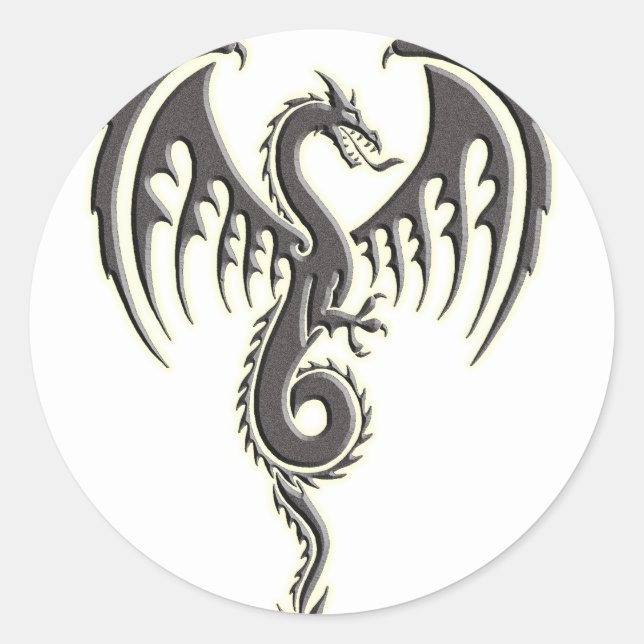 Tribal dragon classic round sticker (Front)