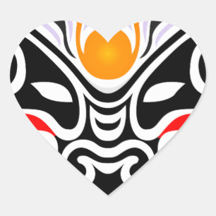 Tribal Dragon Mask Heart Sticker
