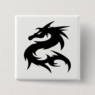 Tribal Dragon Silhouette 15 Cm Square Badge