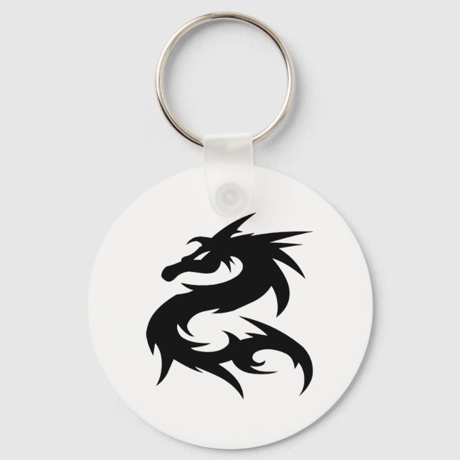 Tribal Dragon Silhouette Key Ring (Front)