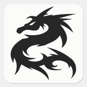 Tribal Dragon Silhouette Square Sticker