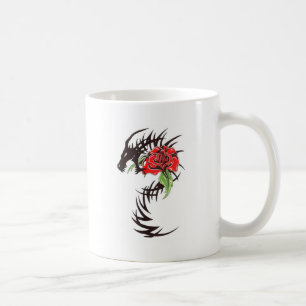 tribal dragon with rose coffee mug