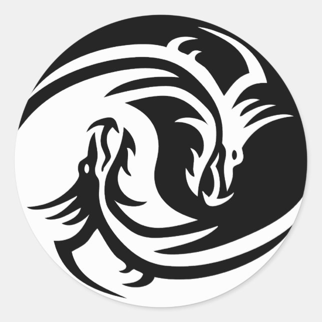 Tribal Dragon Yin Yang Sticker (Front)