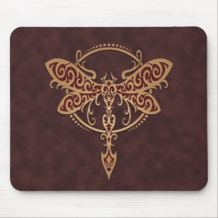Tribal Dragonfly – brown Mouse Mat