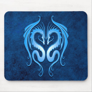 Tribal Dragons, blue Mouse Mat
