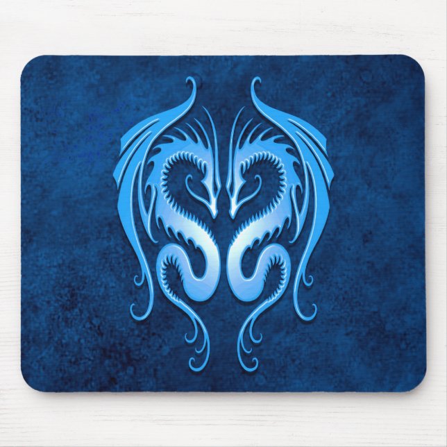 Tribal Dragons, blue Mouse Mat (Front)
