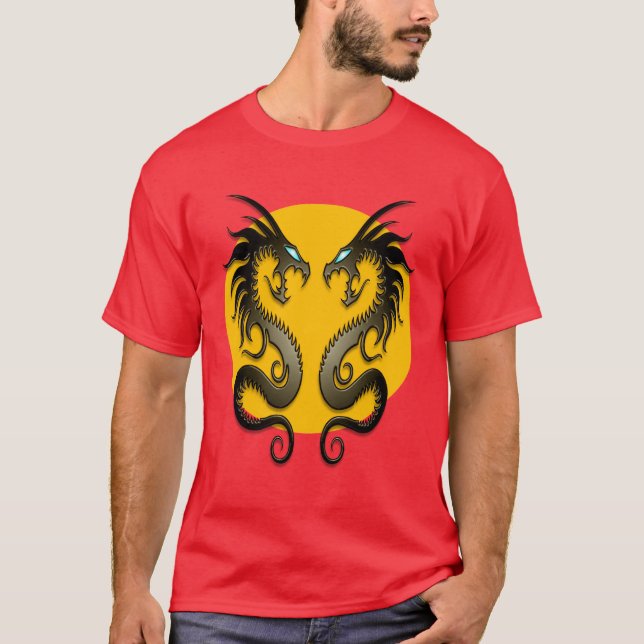 Tribal Dragons (yellow) T-Shirt (Front)