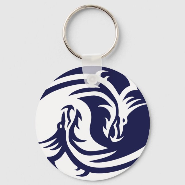Tribal Dragons Yin Yang (Customisable) Key Ring (Front)
