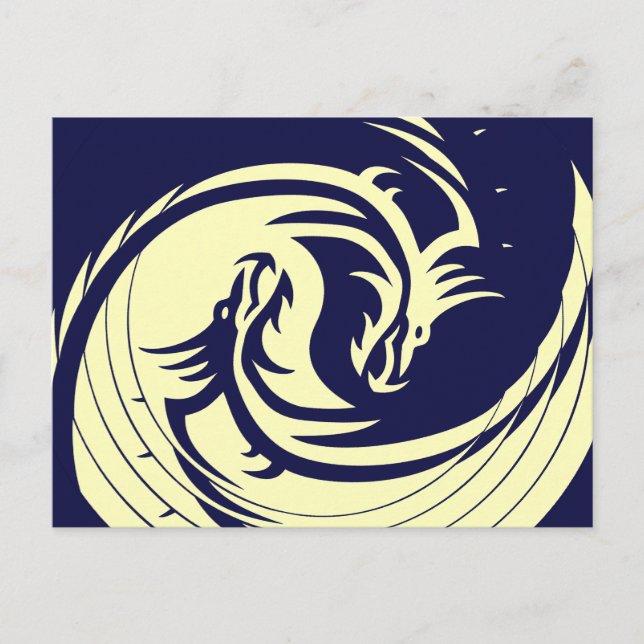 Tribal Dragons Yin Yang (Customisable) Postcard (Front)