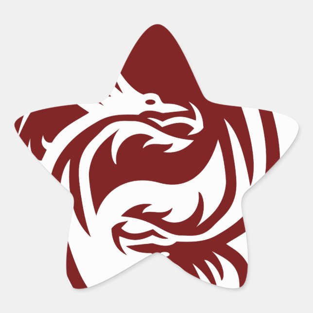 Tribal Dragons Yin Yang (Customisable) Star Sticker (Front)