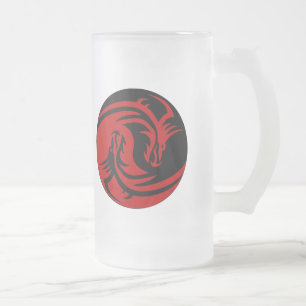 Tribal Dragons Yin Yang (Customise it!) Frosted Glass Beer Mug