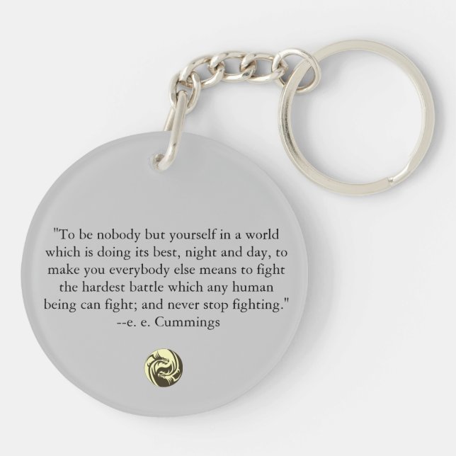 Tribal Dragons Yin Yang - ee Cummings Quote Key Ring (Back)