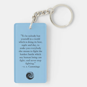 Tribal Dragons Yin Yang - ee Cummings Quote Key Ring
