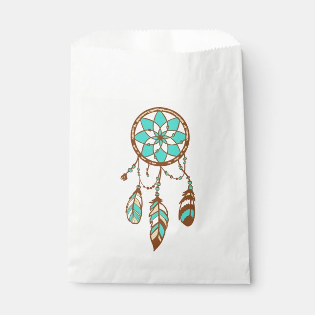 Tribal Dream Catcher Native American Boho Wedding Favour Bags (Front)