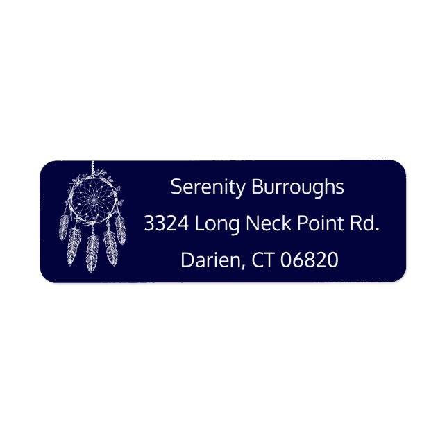Tribal Dream Catcher Navy Blue Boho Feathers (Front)