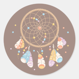 Tribal Dreamcatcher Boho Baby Brown Classic Round Sticker
