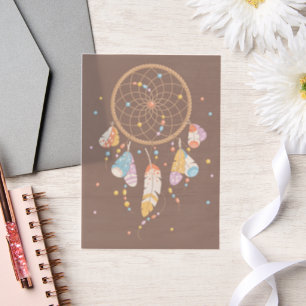 Tribal Dreamcatcher Boho Baby Brown Insert Vellum Invitations