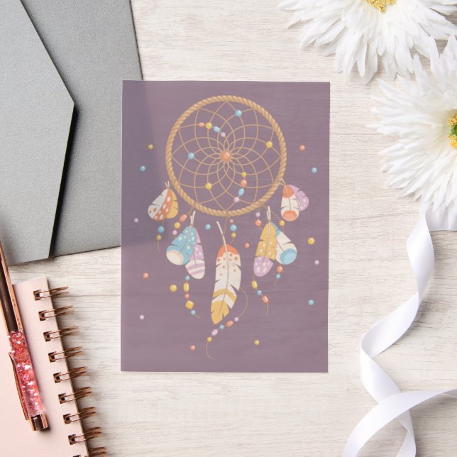 Tribal Dreamcatcher Boho Baby Purple Insert Vellum Invitations (Wedding)