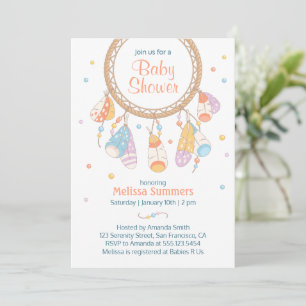Tribal Dreamcatcher Boho Baby Shower Invitation