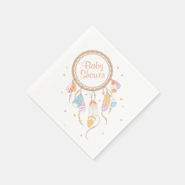 Tribal Dreamcatcher Boho Baby Shower Napkin (Corner)