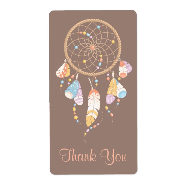 Tribal Dreamcatcher Boho Brown Thank You (Front)