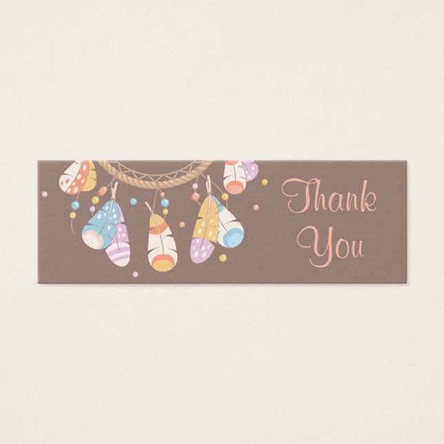 Tribal Dreamcatcher Boho Brown Thank You (Front)