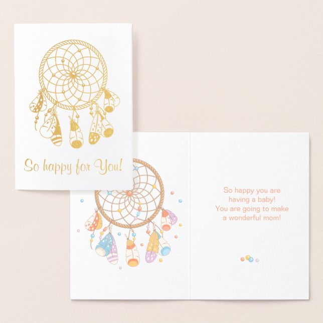 Tribal Dreamcatcher Boho Having Baby Foil Card (Display)