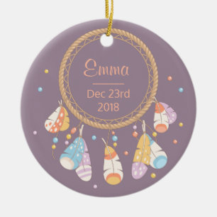 Tribal Dreamcatcher Boho New Baby Keepsake Ceramic Tree Decoration