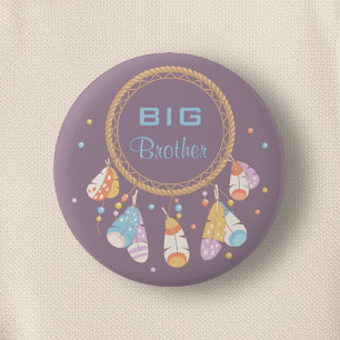 Tribal Dreamcatcher Boho Newborn Big Brother 6 Cm Round Badge