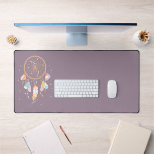 Tribal Dreamcatcher Boho Purple Desk Mat