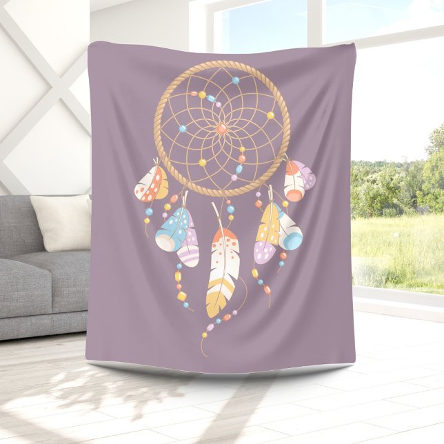 Tribal Dreamcatcher Boho Purple Fleece Blanket (Creator Uploaded)
