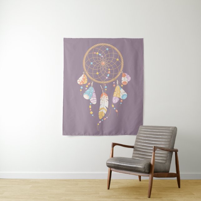 Tribal Dreamcatcher Boho Purple Tapestry (In Situ)