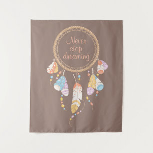 Tribal Dreamcatcher Boho Quote Brown Tapestry