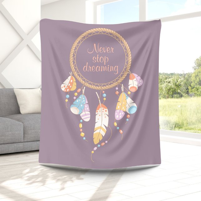 Tribal Dreamcatcher Boho Quote Purple Fleece Blanket (Creator Uploaded)