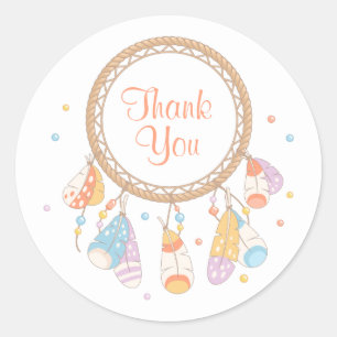 Tribal Dreamcatcher Boho Thank You Classic Round Sticker