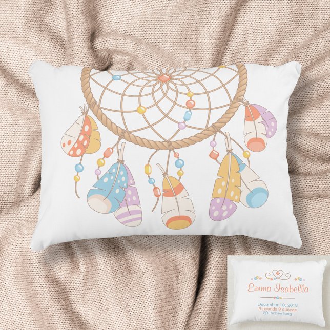 Tribal Dreamcatcher New Baby Name Birth Keepsake Decorative Cushion (Creator Uploaded)