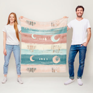 Tribal Earth Tone Celestial Stripe - Astrology Fleece Blanket