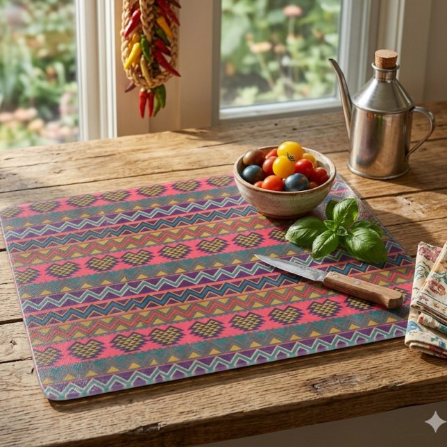 Tribal Edge Glass Cutting Board – Boho Bold (Creator Uploaded)