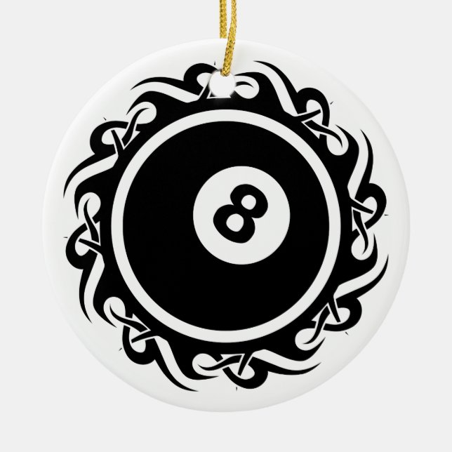 tribal eightball ceramic tree decoration (Front)