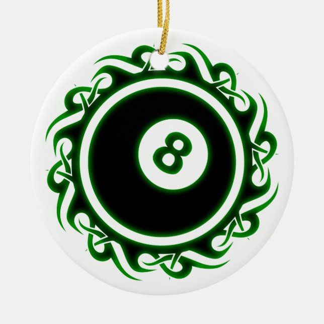 tribal eightball ceramic tree decoration (Front)